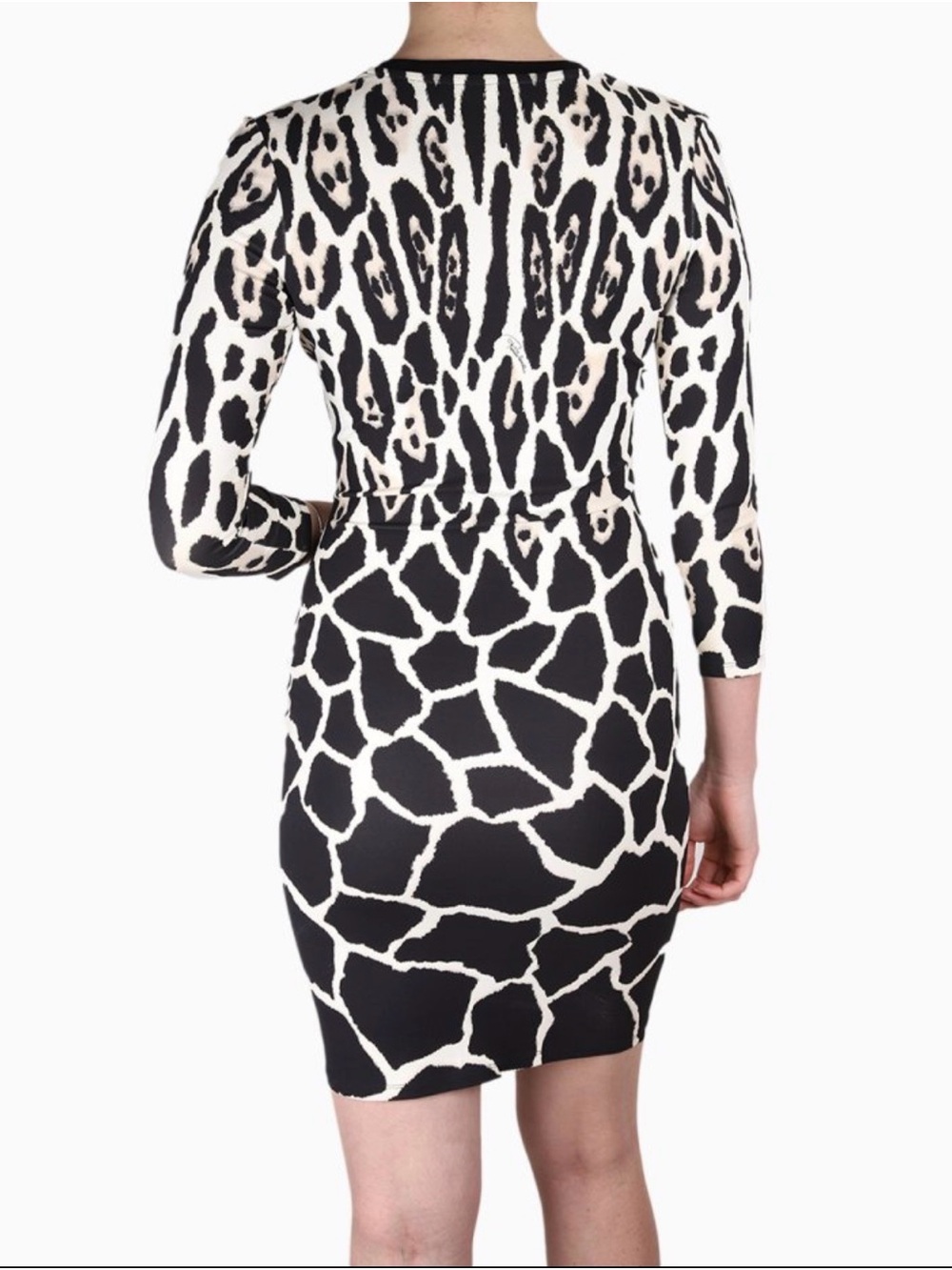 Roberto Cavalli Black and White Animal-Print Midi Dress - Picture 2 of 7